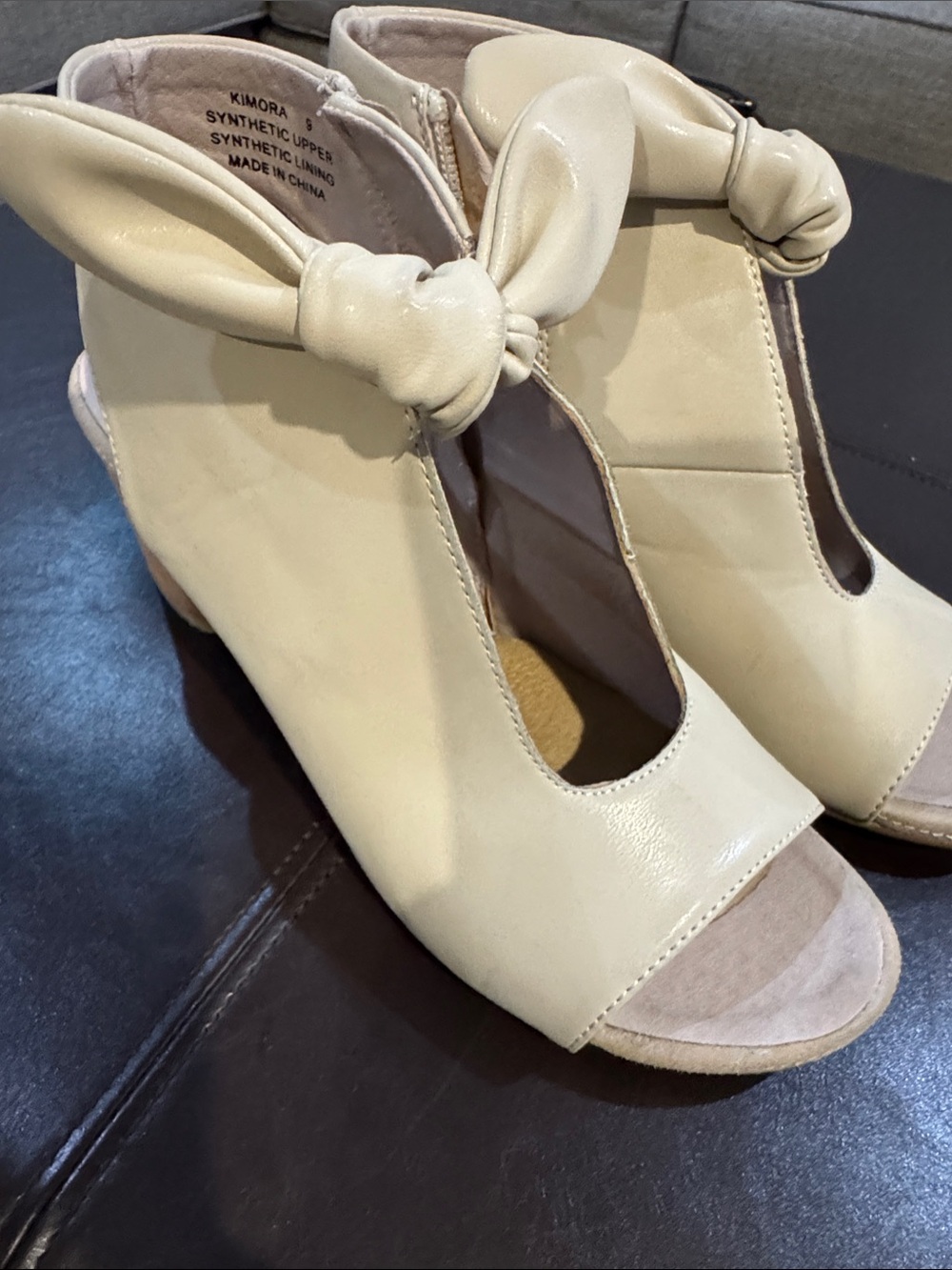 Cream Knotted Open-Toe Heeled Sandals